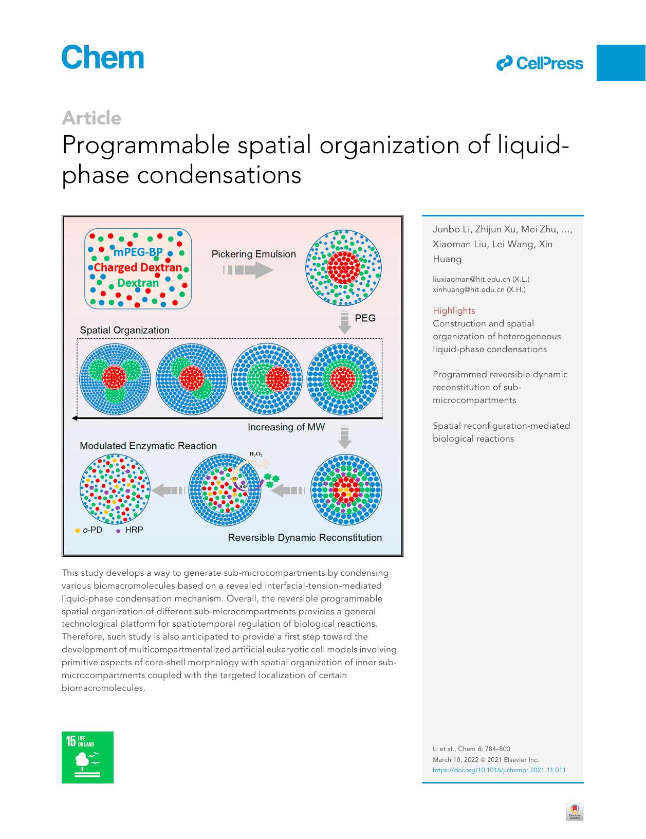 Programmable spatial organization of liquid-phase condensations by unknow