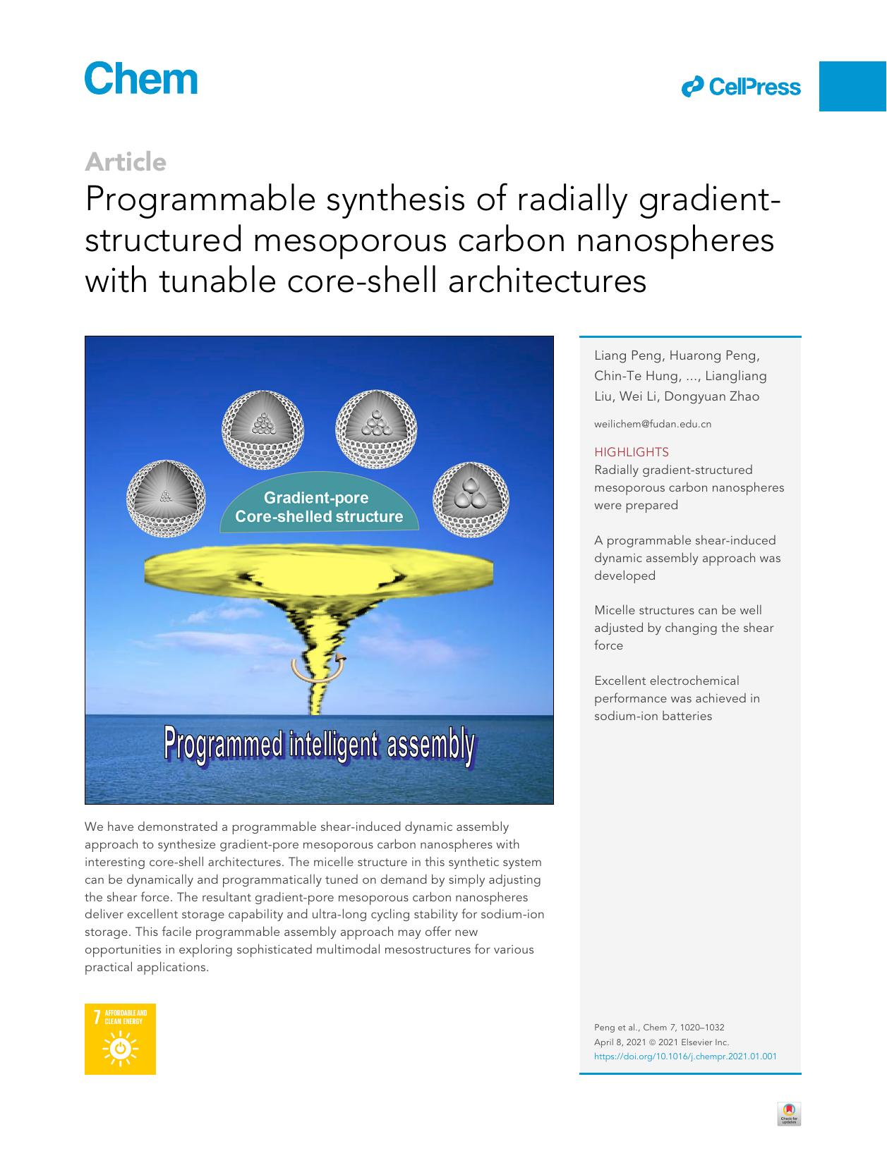 Programmable synthesis of radially gradient-structured mesoporous carbon nanospheres with tunable core-shell architectures by unknow