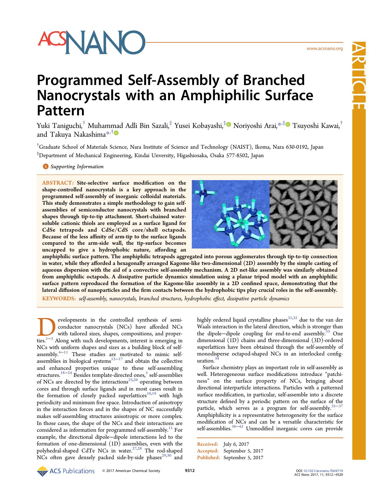 Programmed Self-Assembly of Branched Nanocrystals with an Amphiphilic Surface Pattern by unknow