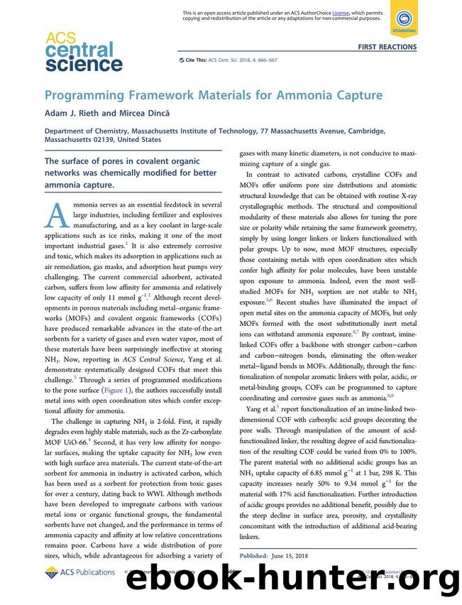 Programming Framework Materials for Ammonia Capture by Adam J. Rieth (ORCID: 0000-0002-9890-1346) & Mircea Dincă (ORCID: 0000-0002-1262-1264)