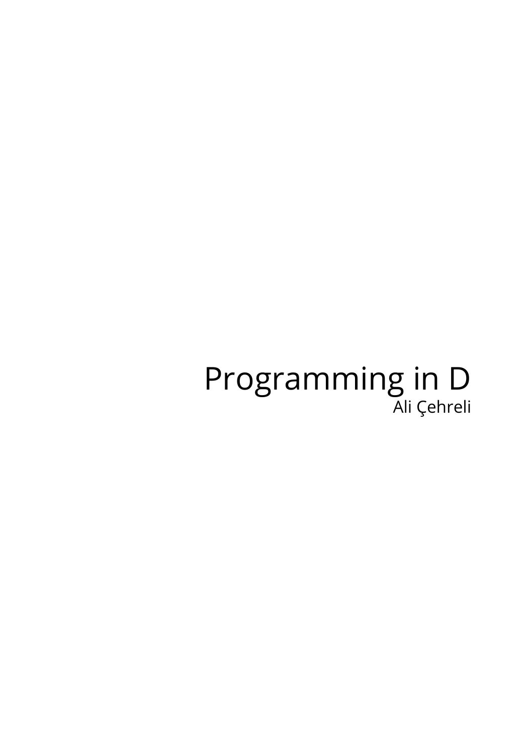 Programming in D by Ali Çehreli