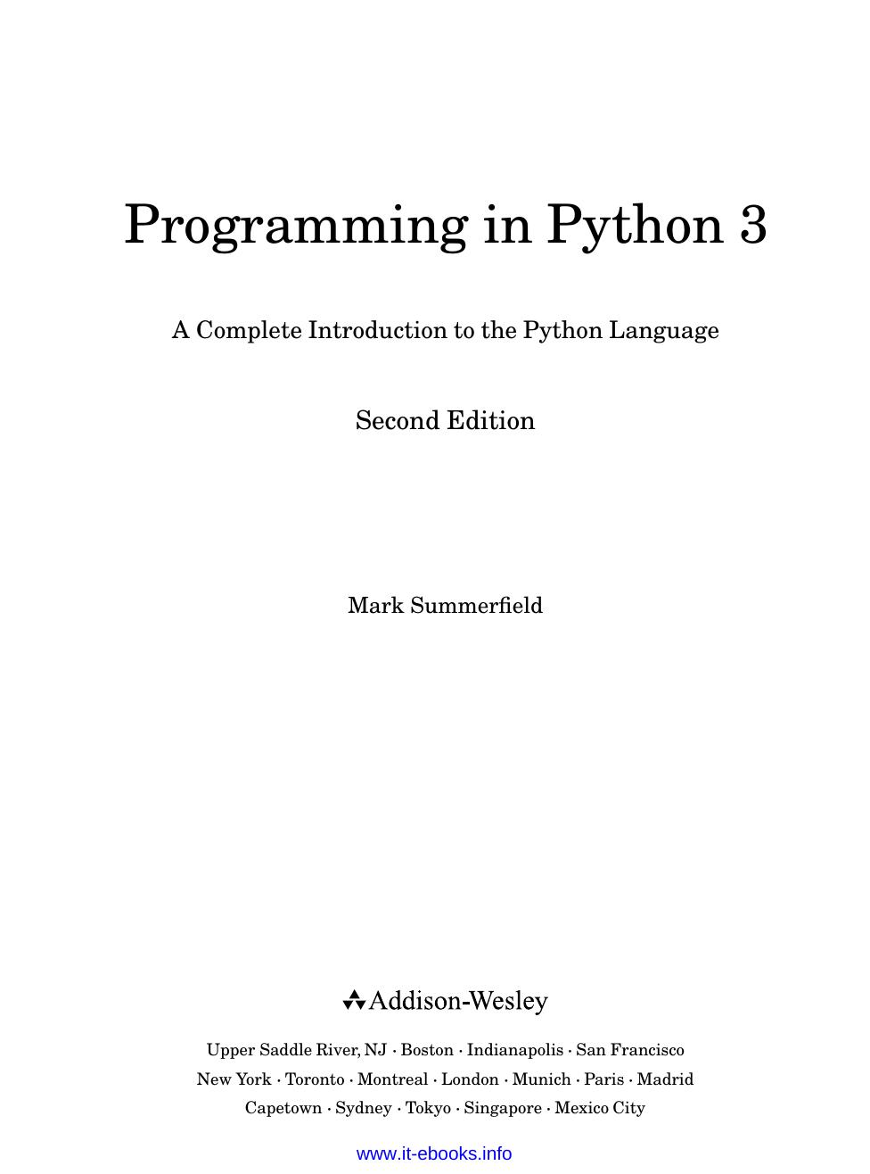 Programming in Python 3, 2nd Edition by Unknown