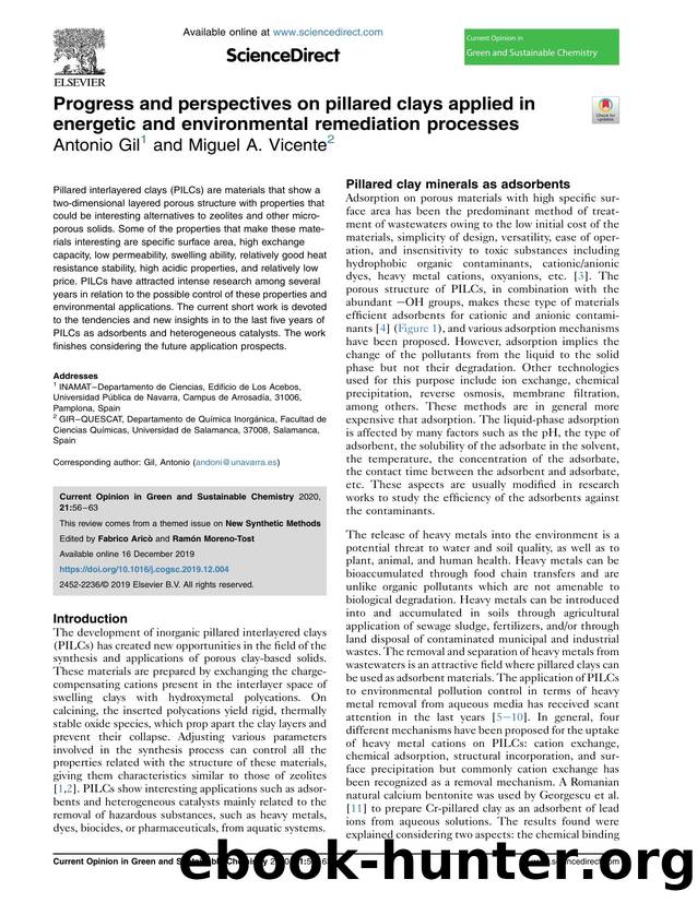 Progress and perspectives on pillared clays applied in energetic and environmental remediation processes by Antonio Gil & Miguel A. Vicente