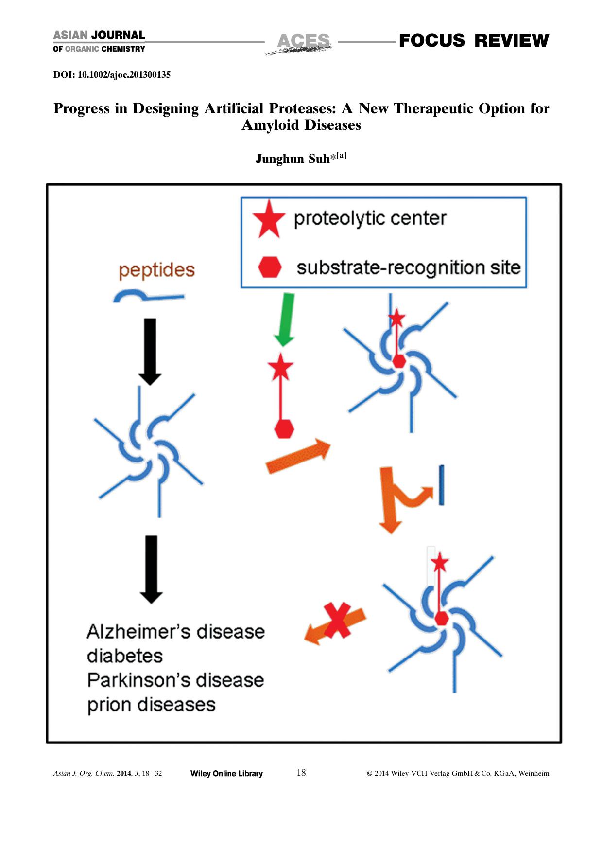 Progress in Designing Artificial Proteases: A New Therapeutic Option for Amyloid Diseases by Unknown