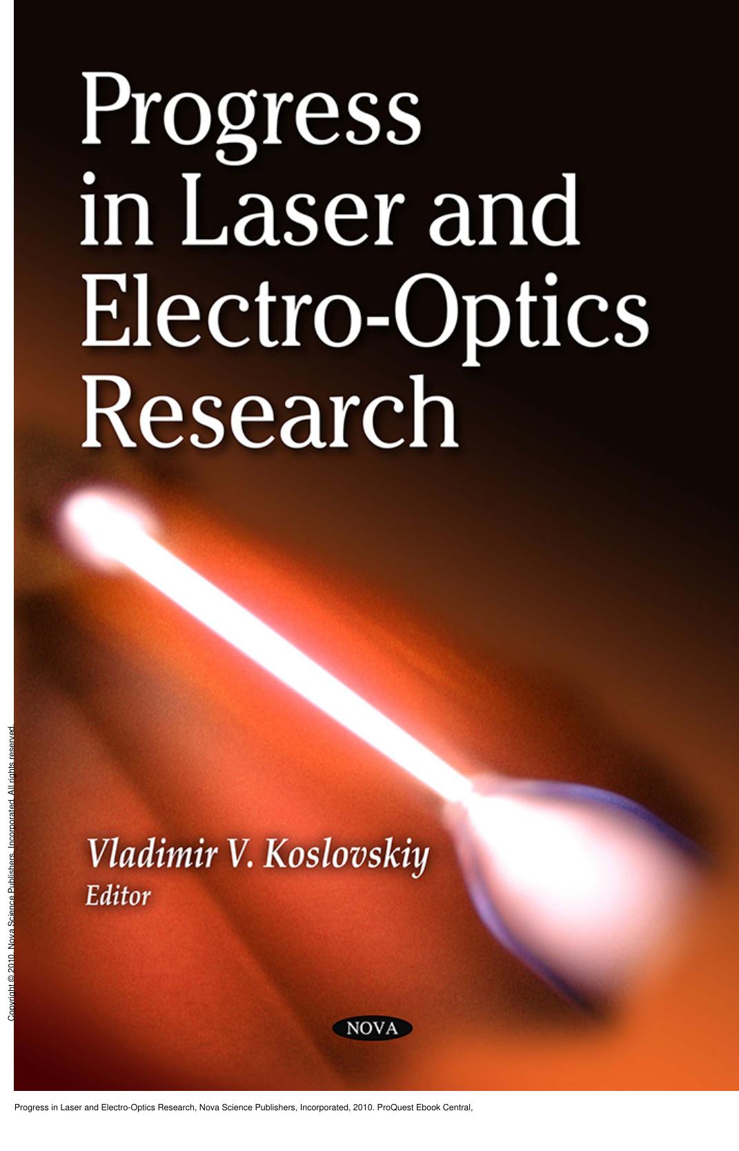 Progress in Laser and Electro-Optics Research by Vladimir V. Koslovskiy