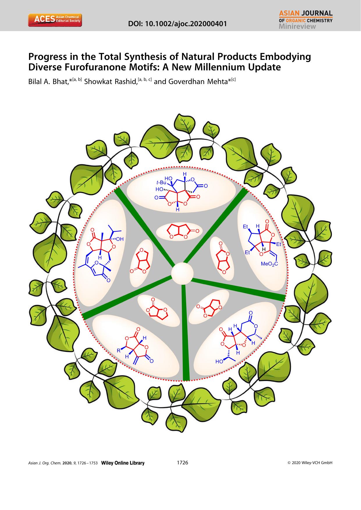 Progress in the Total Synthesis of Natural Products Embodying Diverse Furofuranone Motifs: A New Millennium Update by Unknown