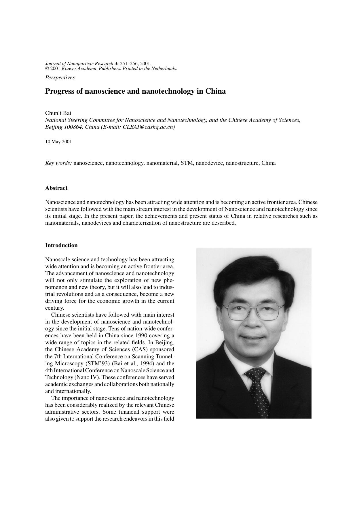 Progress of Nanoscience and Nanotechnology in China by Unknown
