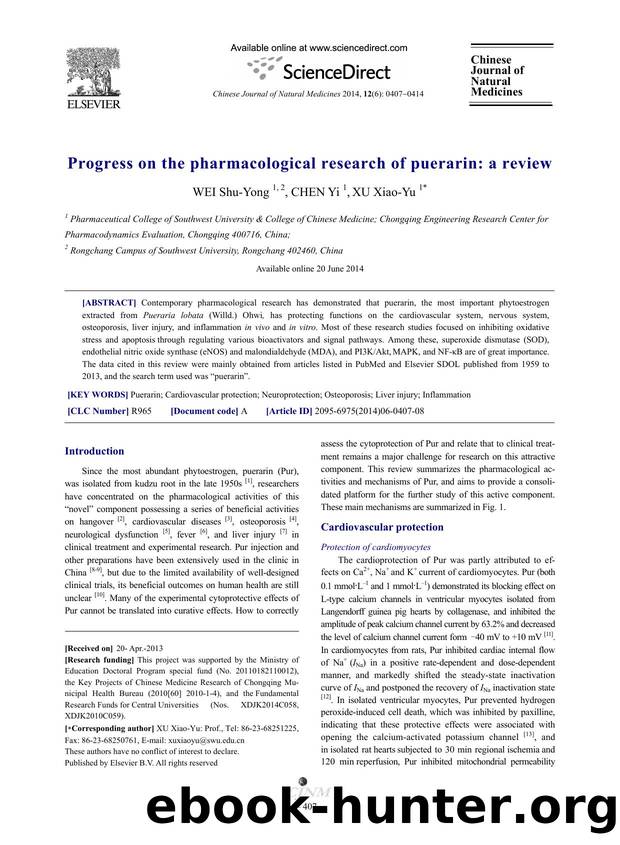 Progress on the pharmacological research of puerarin: a review by Shu-Yong WEI & Yi CHEN & Xiao-Yu XU