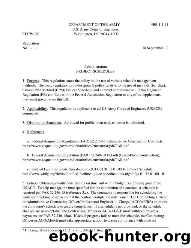 Project Schedules by CECW-EC