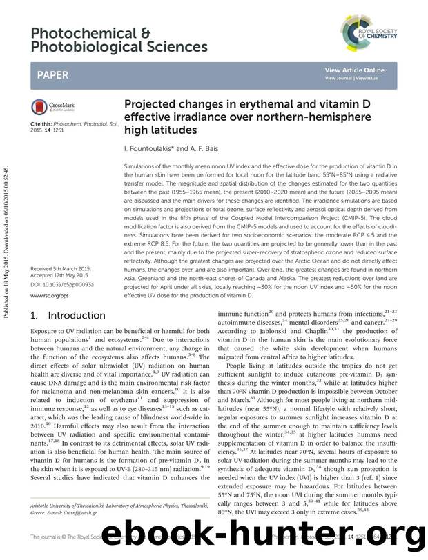 Projected changes in erythemal and vitamin D effective irradiance over northern-hemisphere high latitudes by I. Fountoulakis A. F. Bais