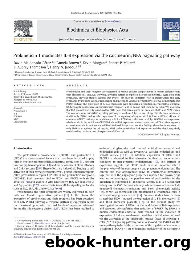 Prokineticin 1 modulates IL-8 expression via the calcineurinNFAT signaling pathway by unknow