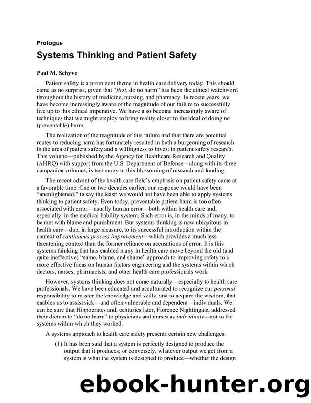PrologueâVolume 2âSystems Thinking and Patient Safety by Unknown