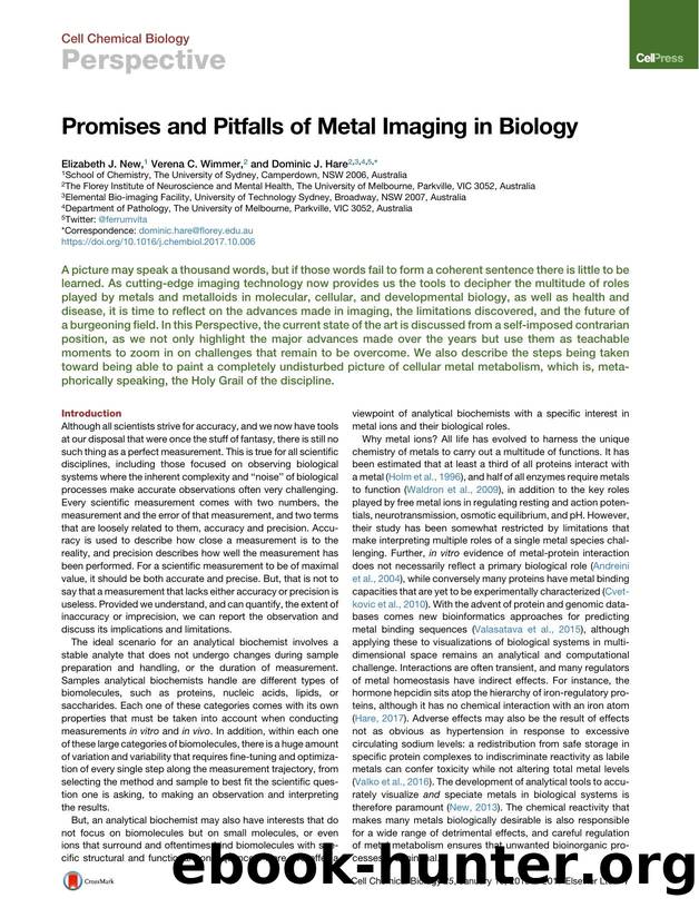 Promises and Pitfalls of Metal Imaging in Biology by Elizabeth J. New & Verena C. Wimmer & Dominic J. Hare