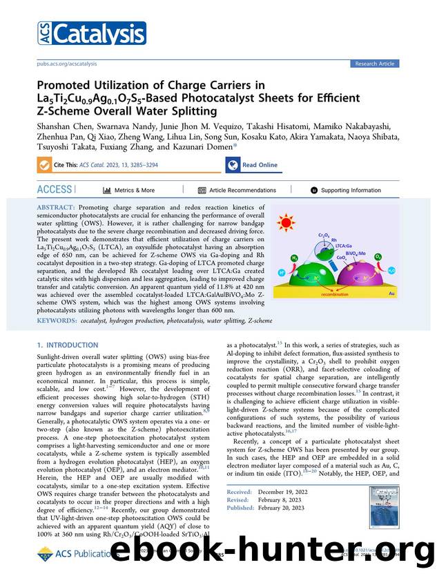 Promoted Utilization of Charge Carriers in La5Ti2Cu0.9Ag0.1O7S5-Based Photocatalyst Sheets for Efficient Z-Scheme Overall Water Splitting by unknow