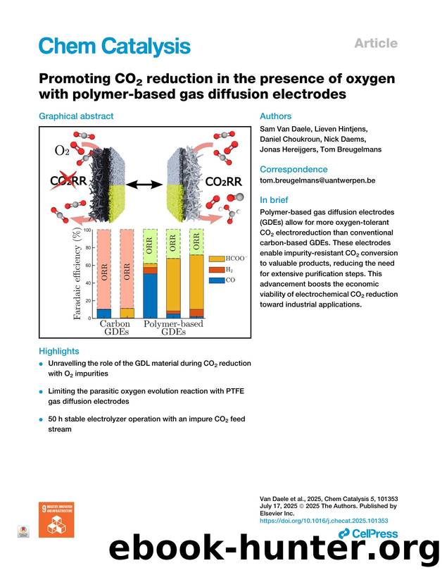 Promoting CO2 reduction in the presence of oxygen with polymer-based gas diffusion electrodes by Sam Van Daele & Lieven Hintjens & Daniel Choukroun & Nick Daems & Jonas Hereijgers & Tom Breugelmans