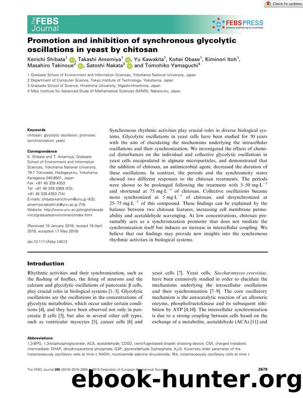 Promotion and inhibition of synchronous glycolytic oscillations in yeast by chitosan by Unknown