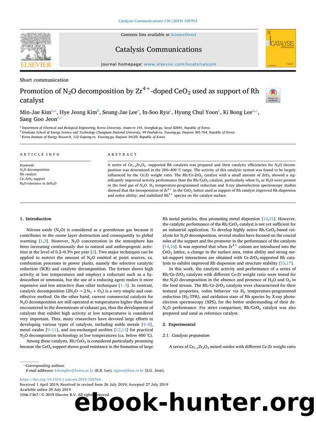 Promotion of N2O decomposition by Zr4+-doped CeO2 used as support of Rh catalyst by unknow
