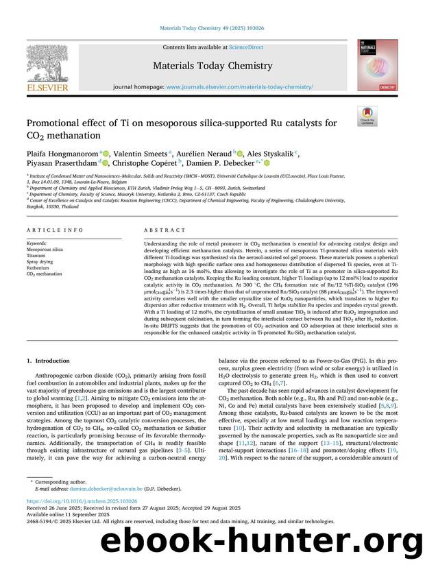 Promotional effect of Ti on mesoporous silica-supported Ru catalysts for CO2 methanation by unknow