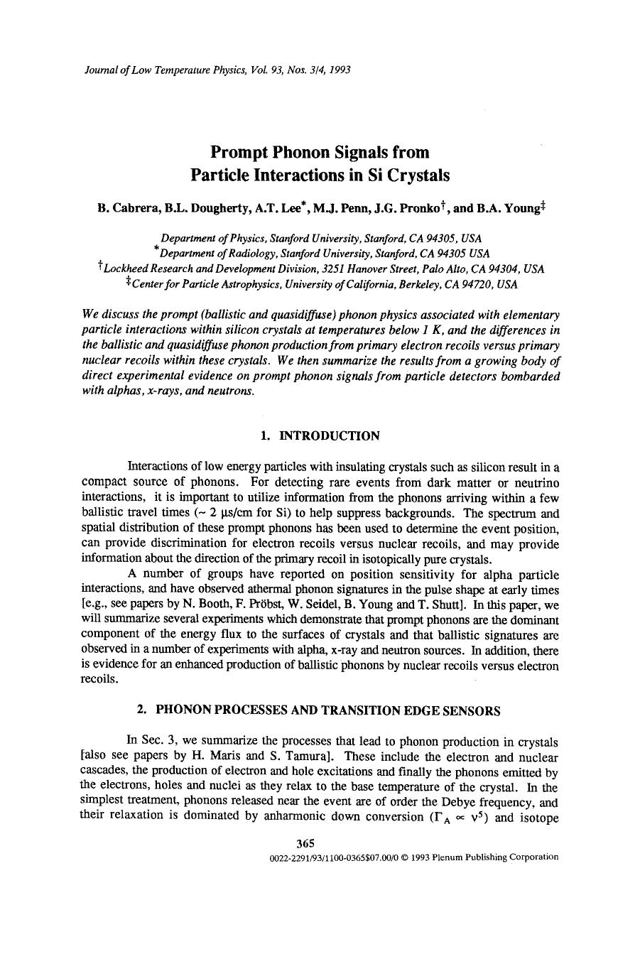 Prompt phonon signals from particle interactions in Si crystals by Unknown