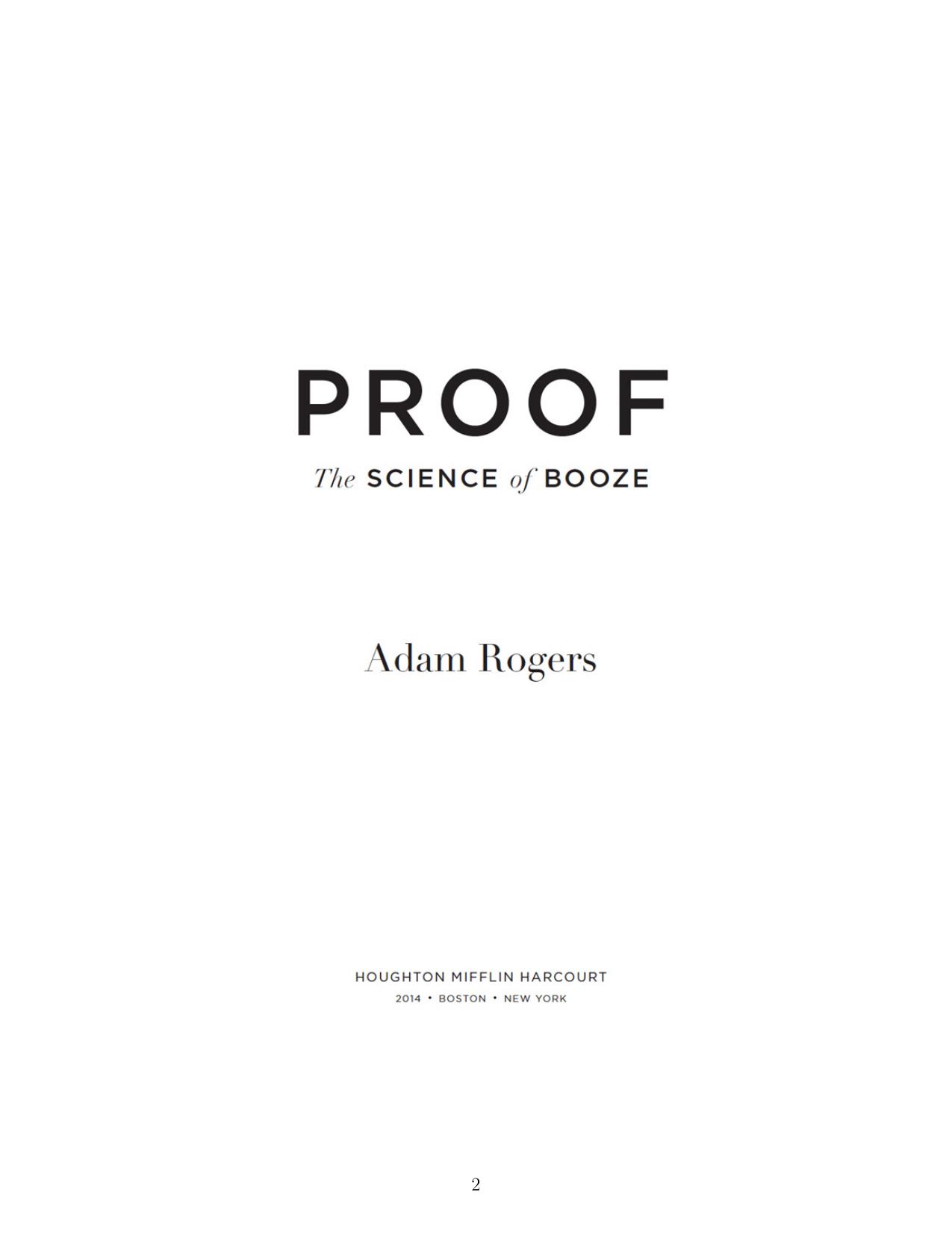 Proof: The Science of Booze by Adam Rogers