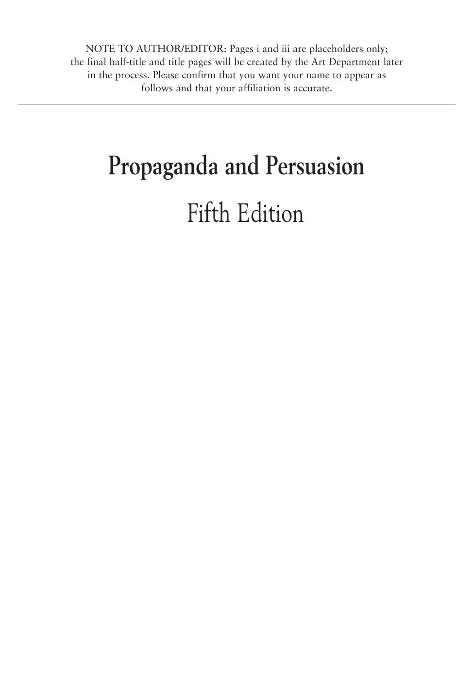 Propaganda & Persuasion, 5 edition by Garth S. Jowett