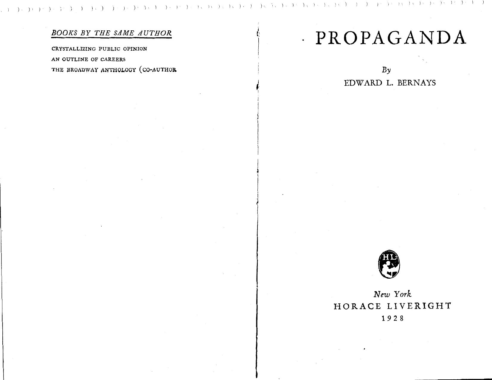 Propaganda -Political Analysis by Bernays E