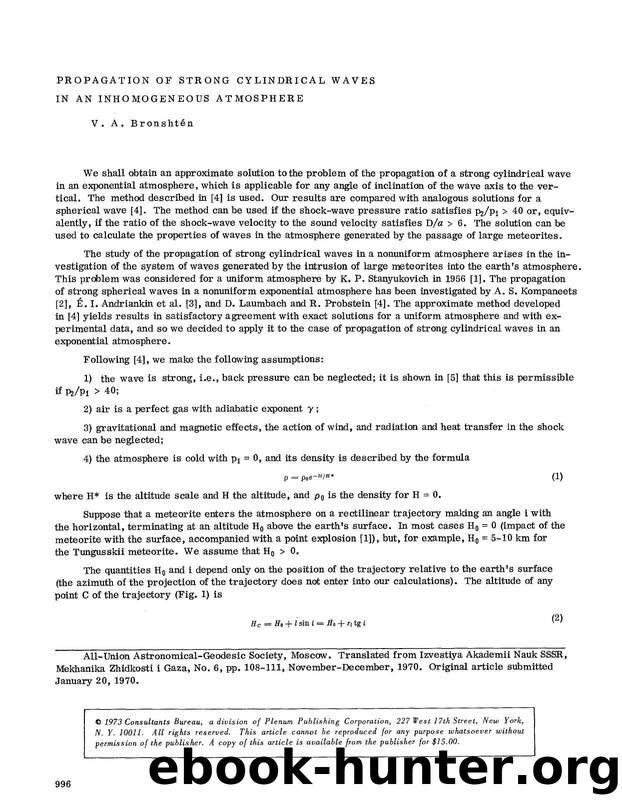 Propagation of strong cylindrical waves in an inhomogeneous atmosphere by Unknown