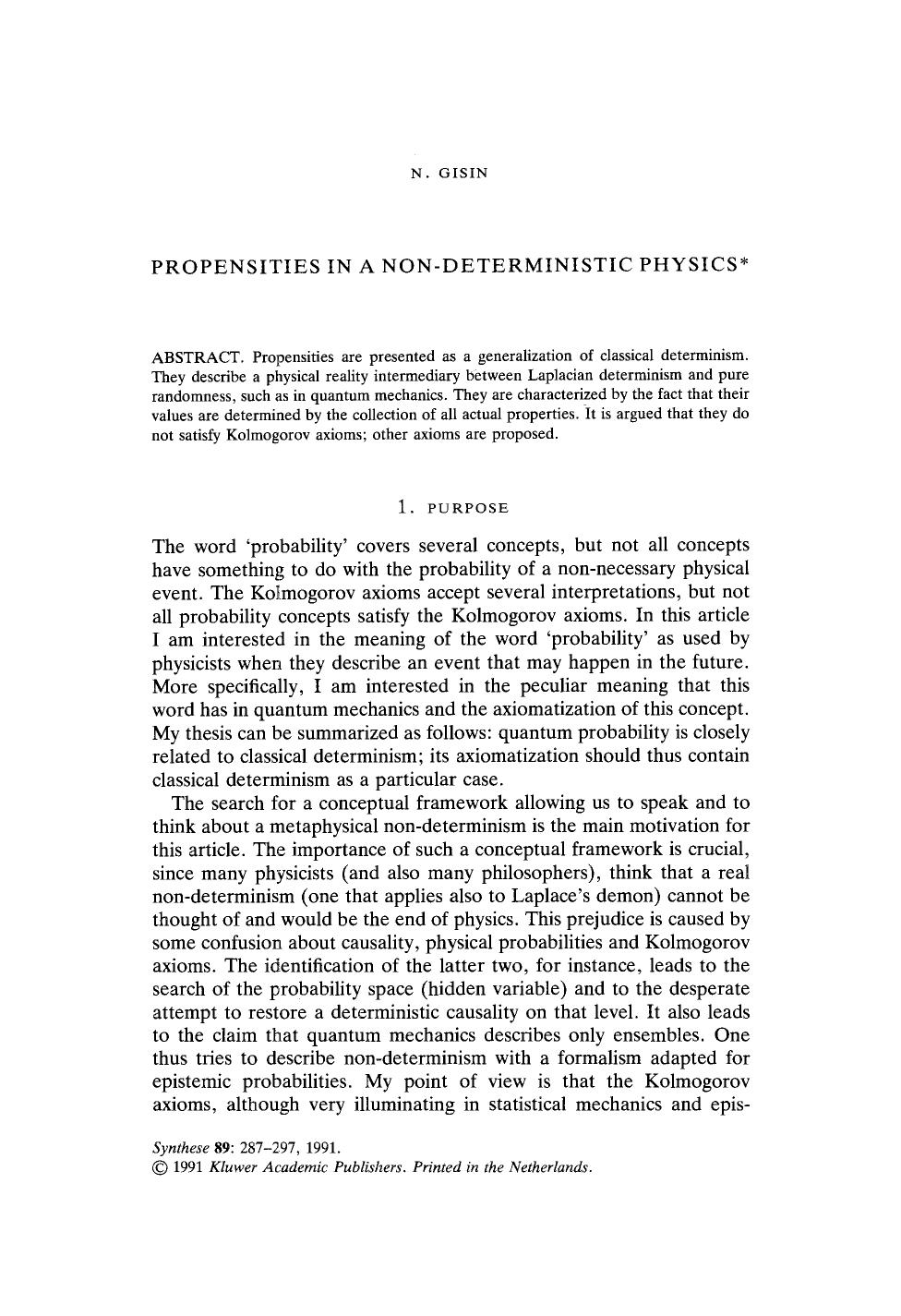 Propensities in a non-deterministic physics by Unknown
