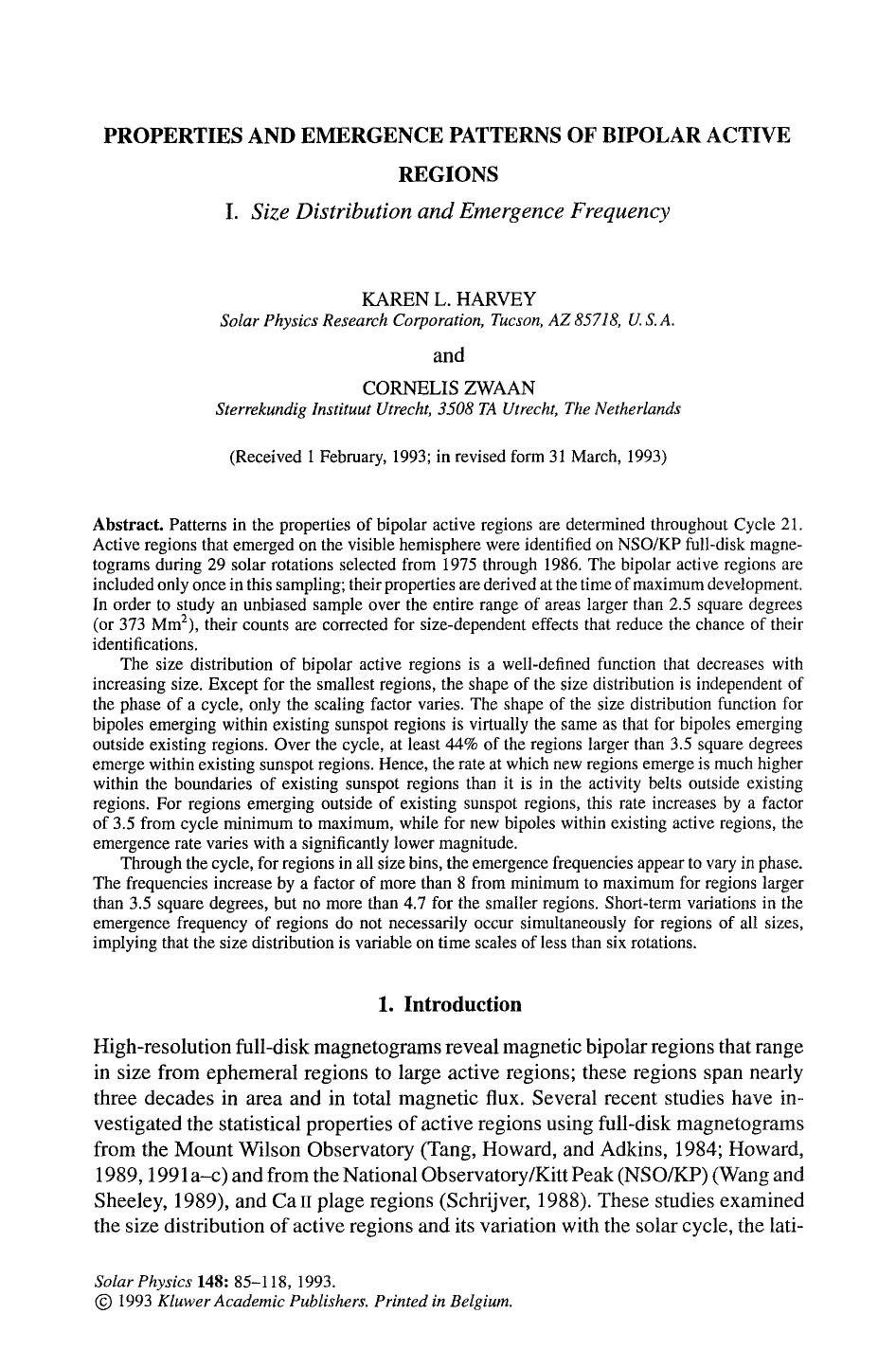 Properties and emergence patterns of bipolar active regions by Unknown