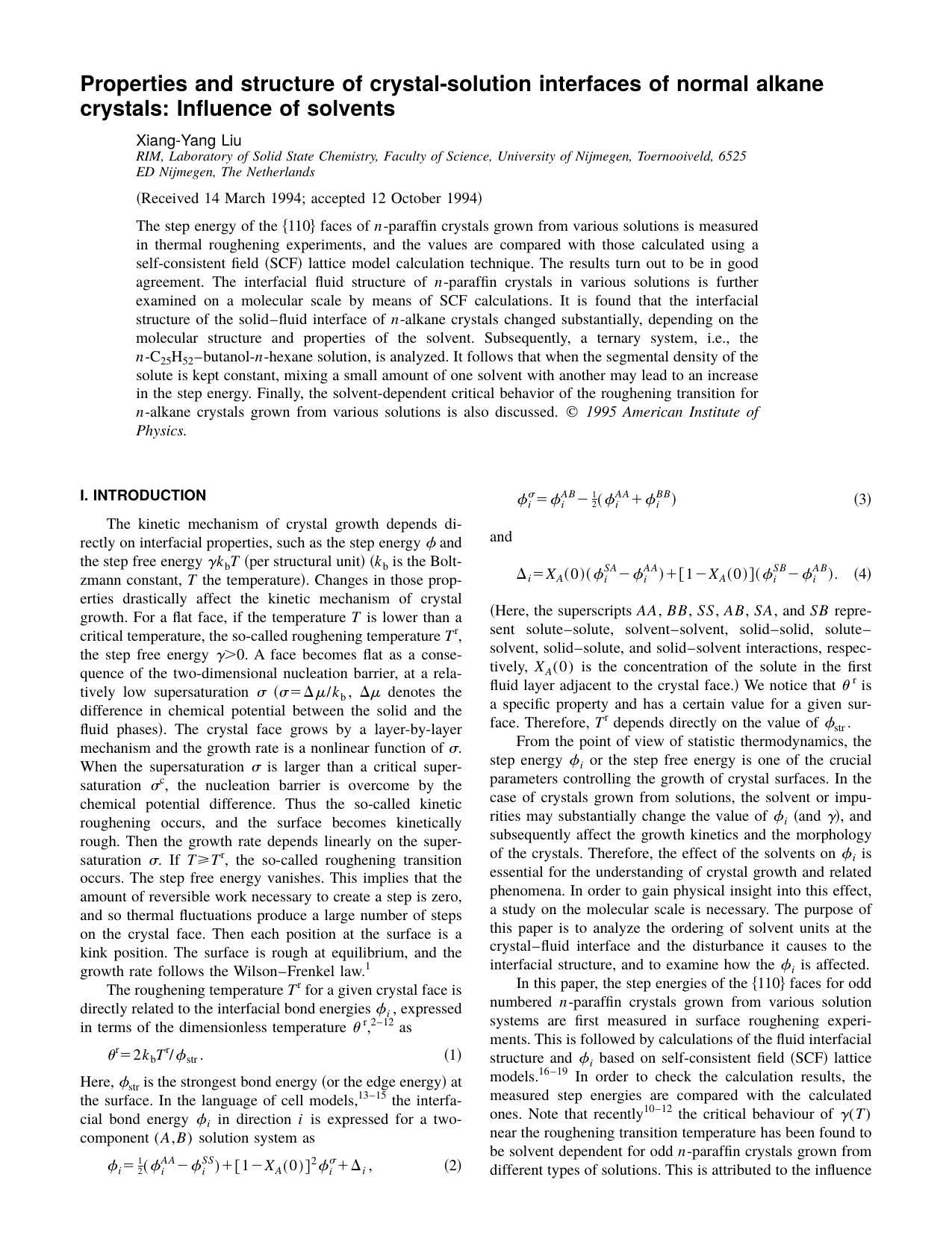 Properties and structure of crystal-solution by xIANG-yANG lIU