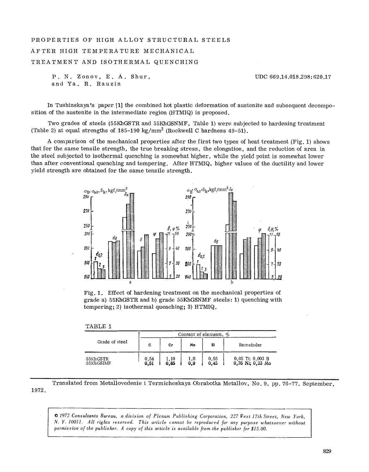 Properties of high alloy structural steels after high temperature mechanical treatment and isothermal quenching by Unknown