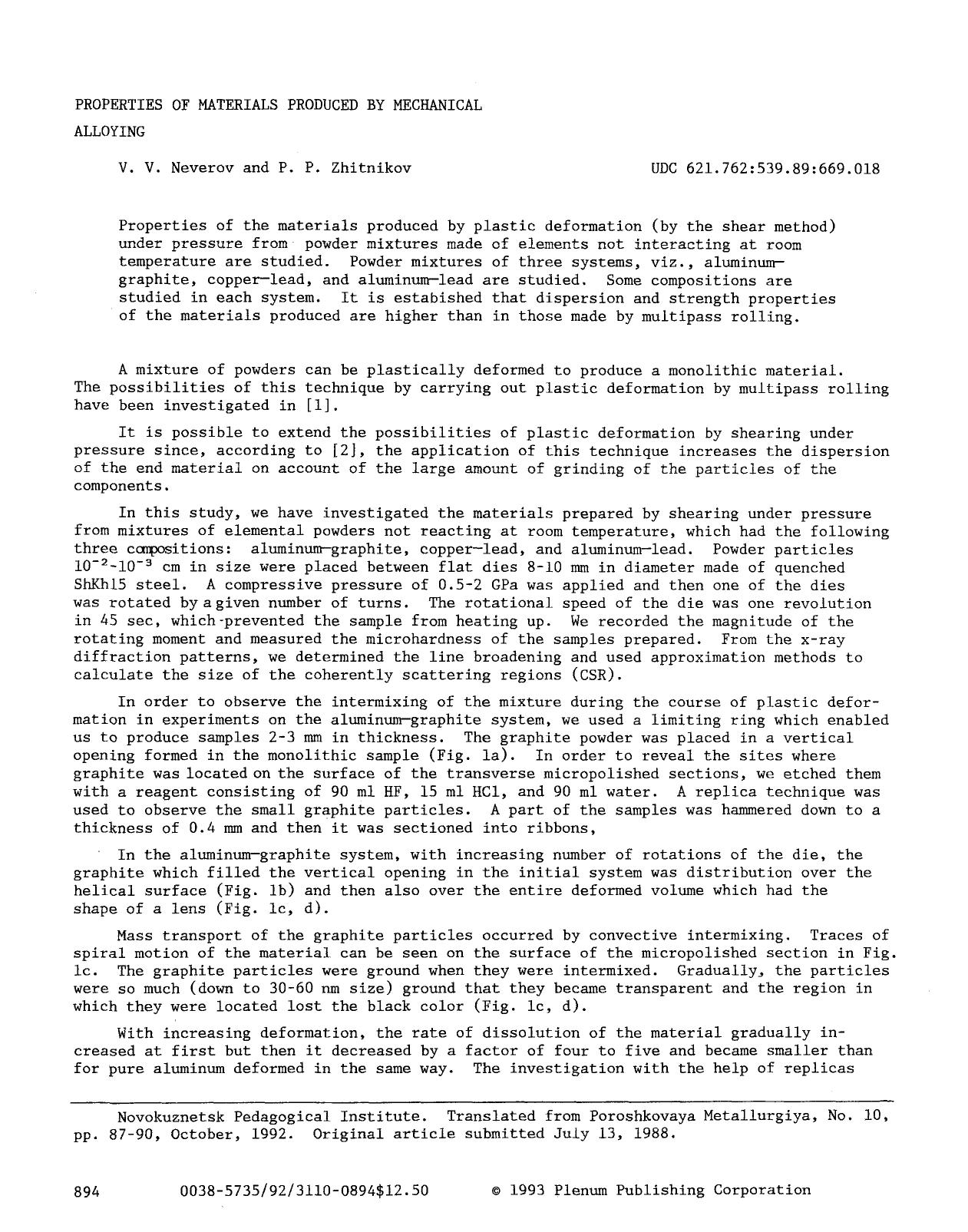 Properties of materials produced by mechanical alloying by Unknown