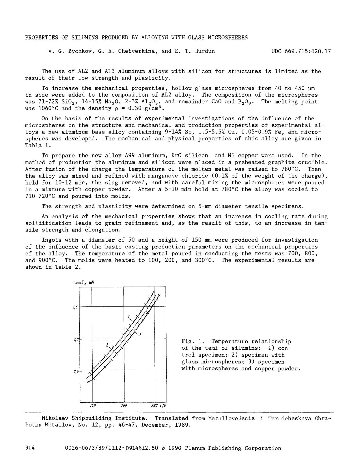 Properties of silumins produced by alloying with glass microspheres by Unknown