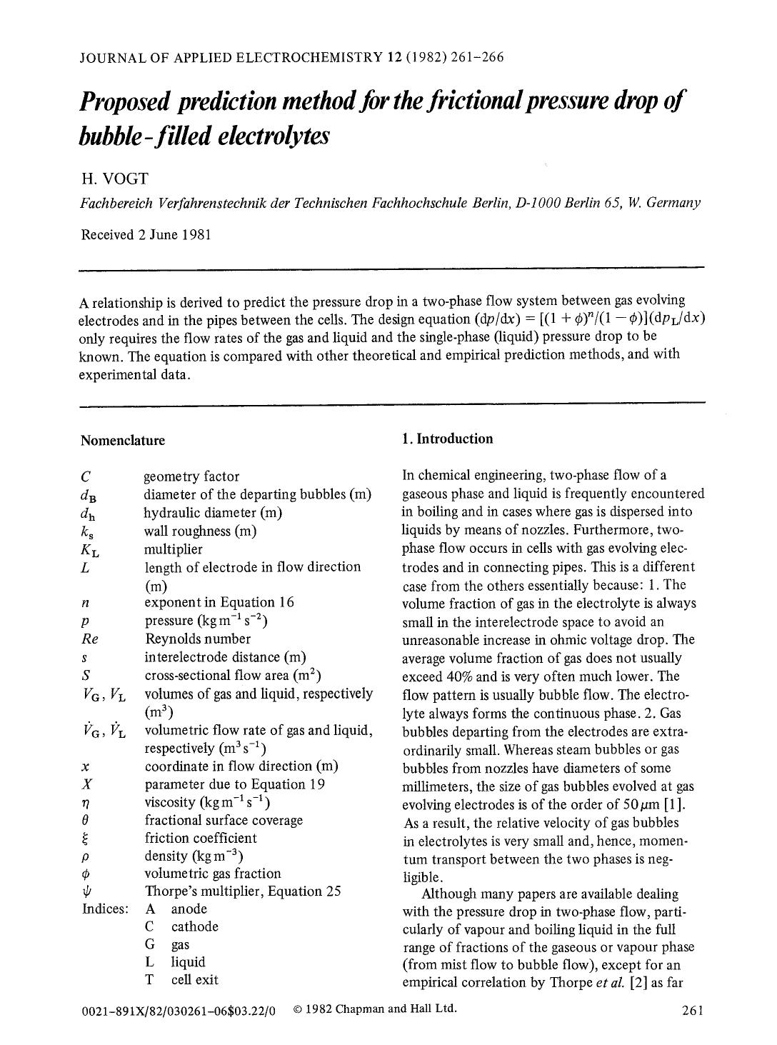 Proposed prediction method for the frictional pressure drop of bubble-filled electrolytes by Unknown