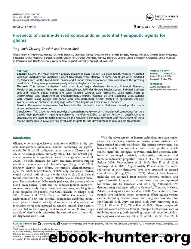 Prospects of marine-derived compounds as potential therapeutic agents for glioma by Liu Ying & Zhou Zhiyang & Sun Shusen