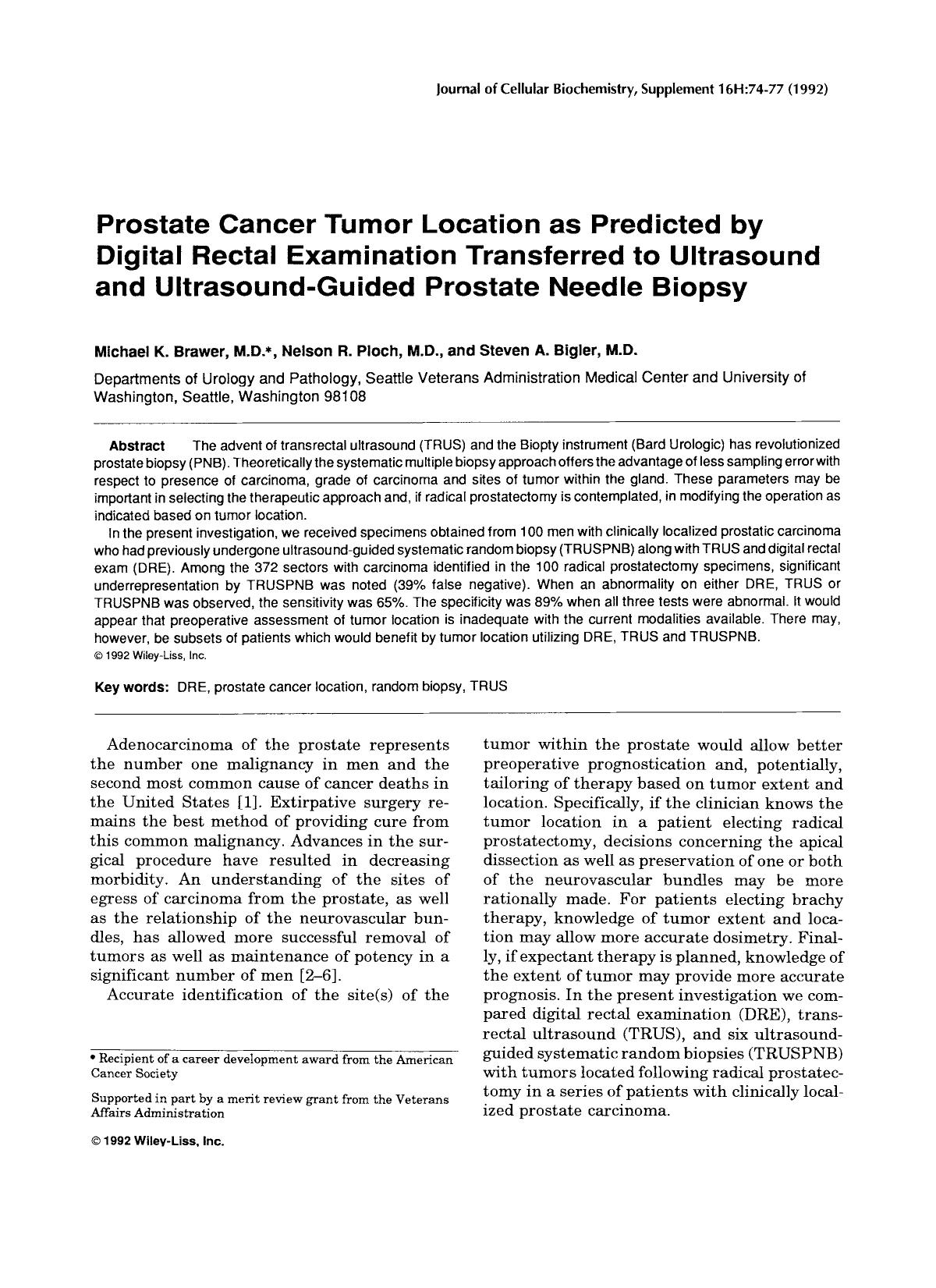 Prostate cancer tumor location as predicted by digital rectal examination transferred to ultrasound and ultrasound-guided prostate needle biopsy by Unknown