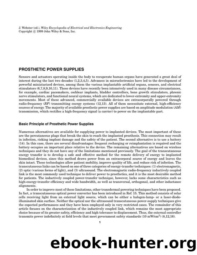 Prosthetic Power Supplies". In: Wiley Encyclopedia of Electrical and Electronics Engineering by Unknown
