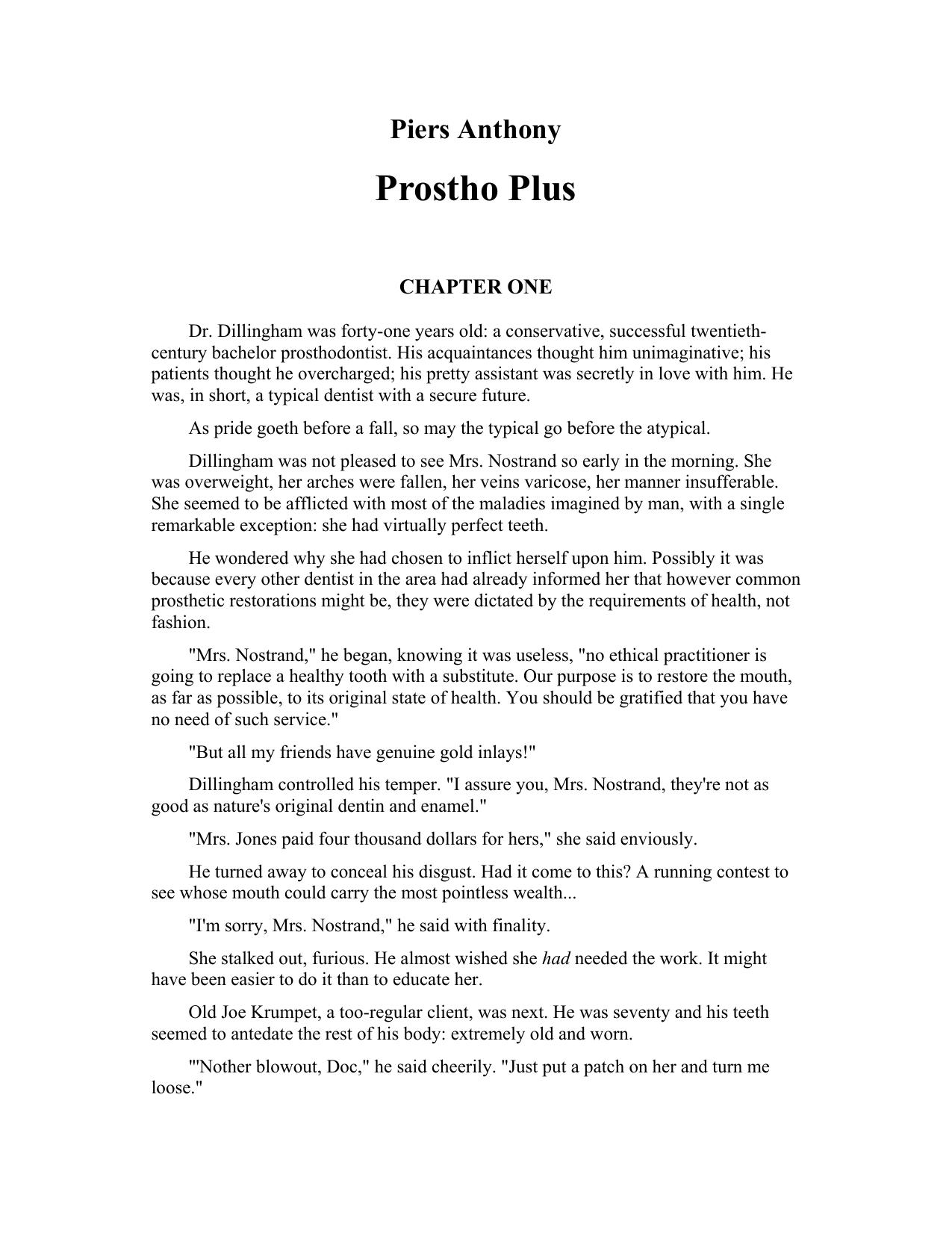 Prostho Plus by Piers Anthony by Merlin DePeel