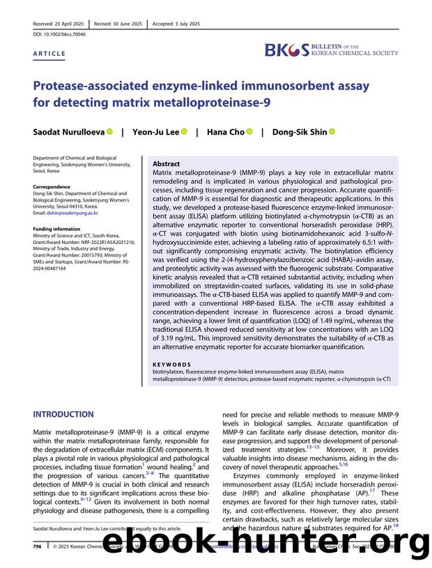 Protease associated enzymeâlinked immunosorbent assay (ELISA) for detecting matrix metalloproteinaseâ9 (MMPâ9) by Unknown