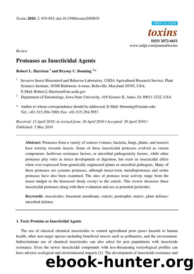 Proteases as Insecticidal Agents by Robert L. Harrison & Bryony C. Bonning