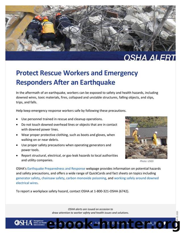 Protect Rescue Workers and Emergency Responders After an Earthquake by OSHA
