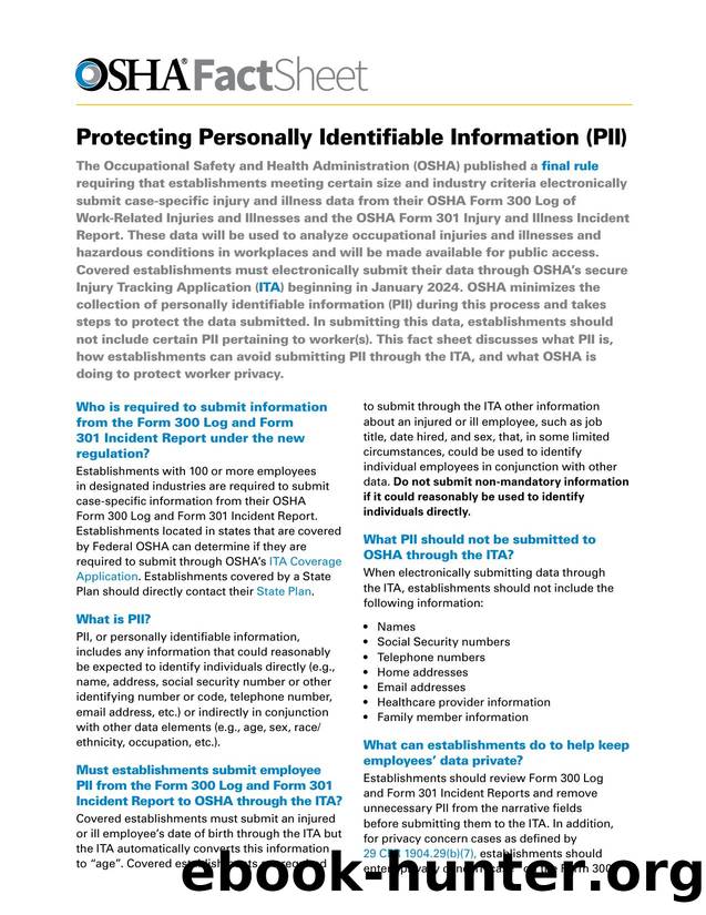 Protecting Personally Identifiable Information (PII) by OSHA