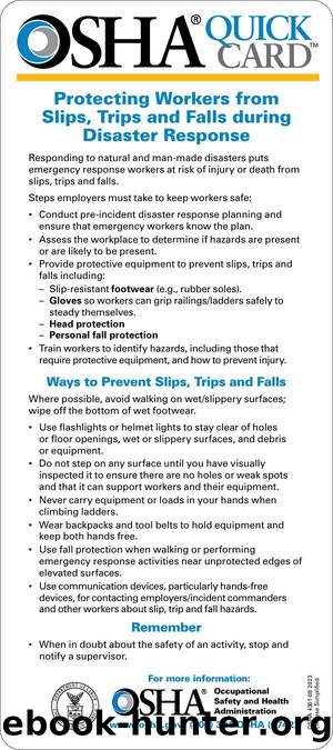 Protecting Workers from Slips, Trips and Falls during Disaster Response by OSHA