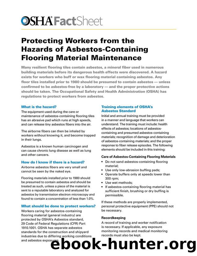 Protecting Workers from the Hazards of Asbestos-Containing Flooring Material Maintenance by OSHA