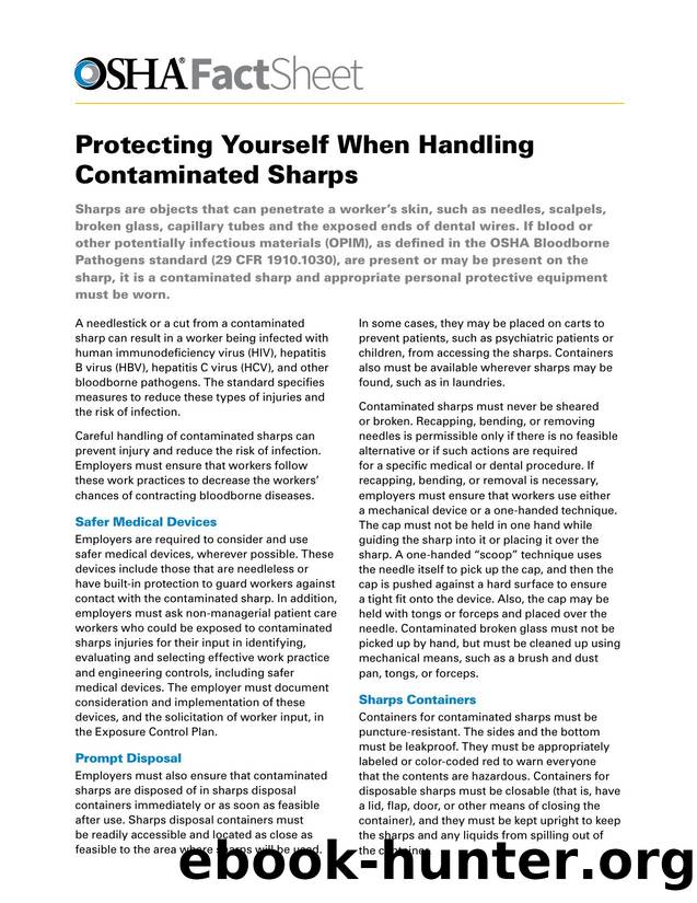 Protecting Yourself When Handling Contaminated Sharps by OSHA