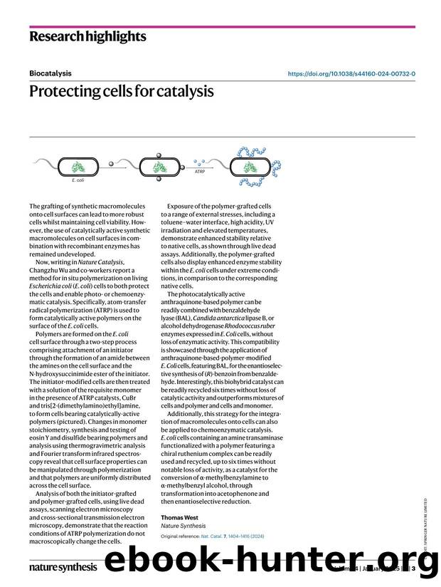 Protecting cells for catalysis by Thomas West