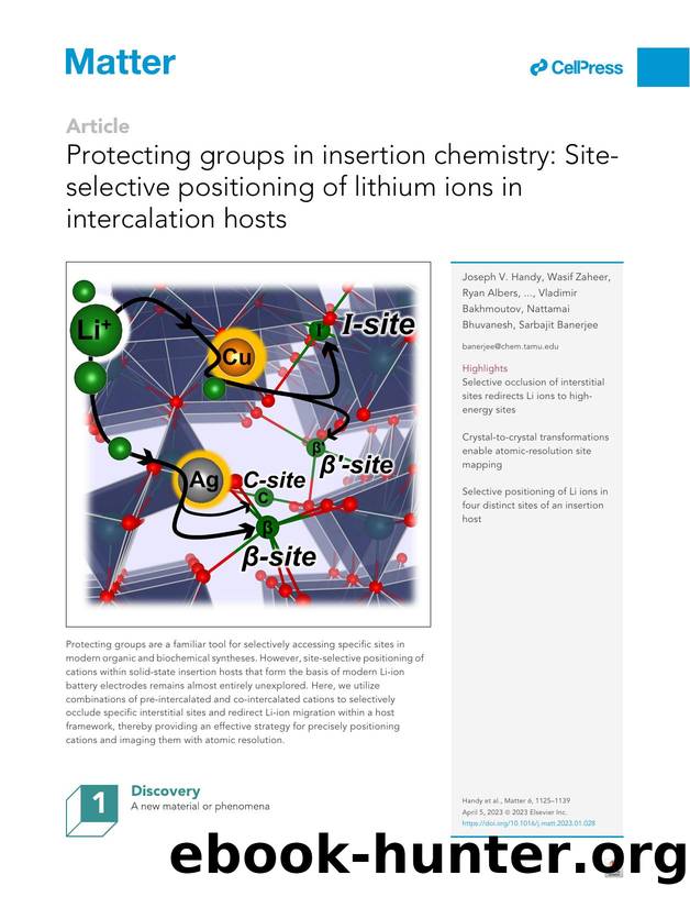 Protecting groups in insertion chemistry: Site-selective positioning of lithium ions in intercalation hosts by unknow