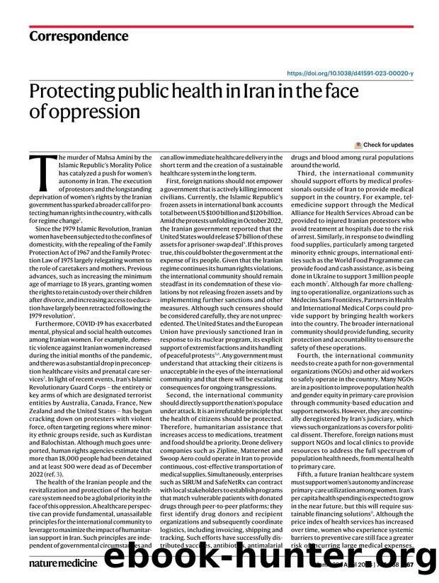 Protecting public health in Iran in the face of oppression by unknow
