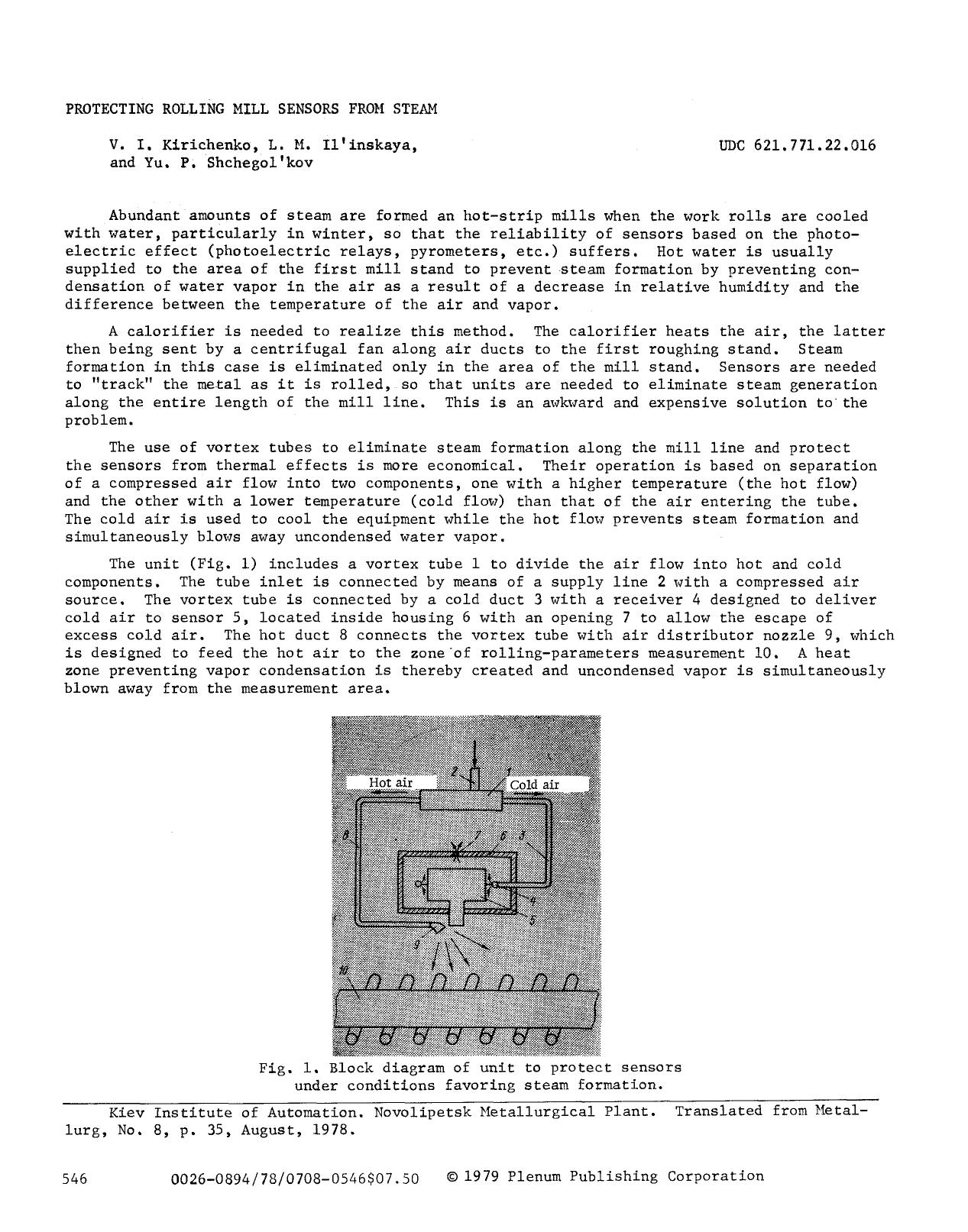 Protecting rolling mill sensors from steam by Unknown