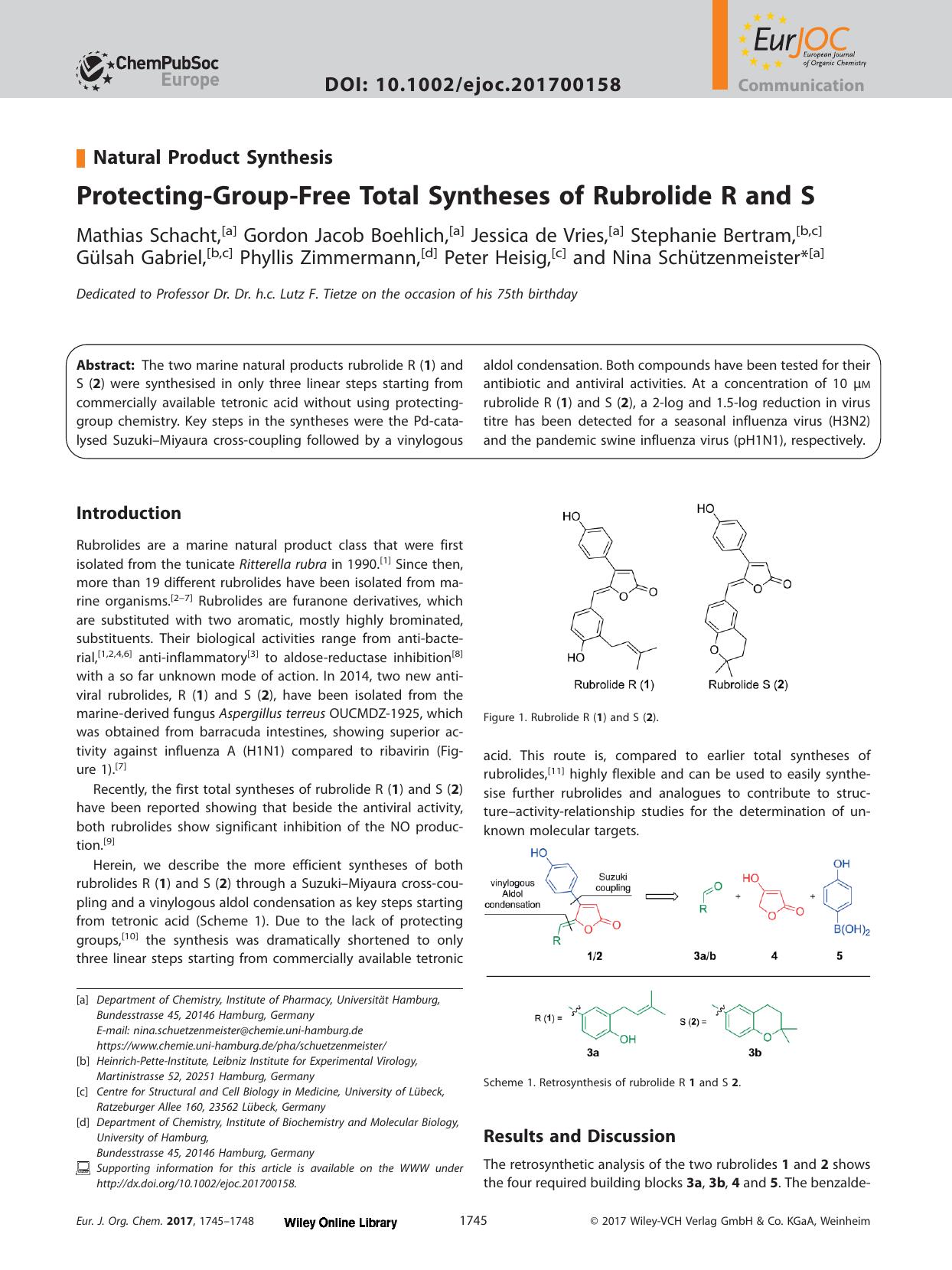 Protecting&#x02010;Group&#x02010;Free Total Syntheses of Rubrolide R and S by Unknown